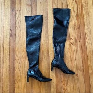 Prada Shiny Black Over-the-Knee Boots